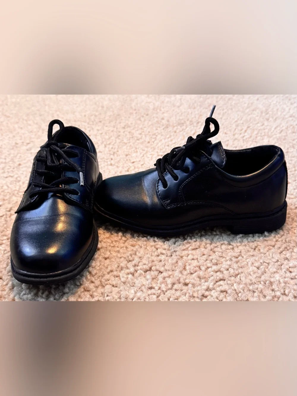 Kids Black Lace-Up Dress Shoes